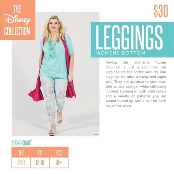 Disney X Lularoe Minnie Mouse Leggings in Teal Green & Fuchsia - Picture 9 of 9